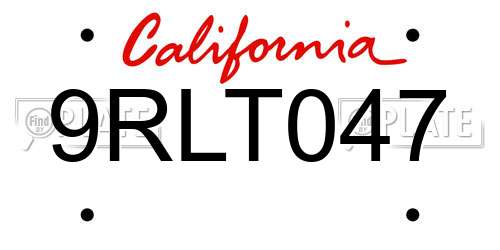 9RLT047 California License Plate