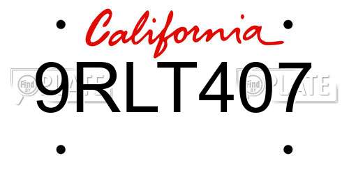 9RLT407 California License Plate