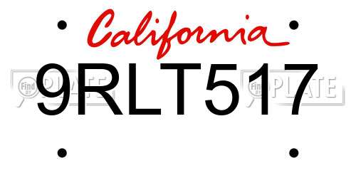 9RLT517 California License Plate