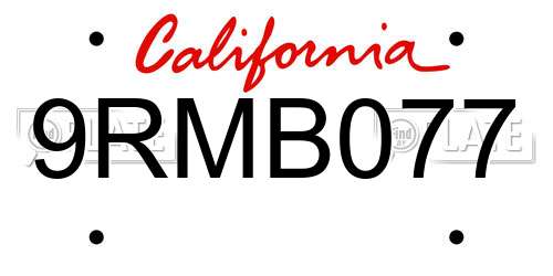 9RMB077 California License Plate