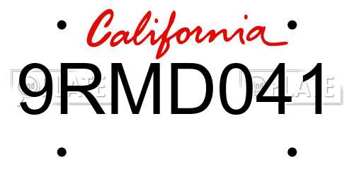 9RMD041 California License Plate