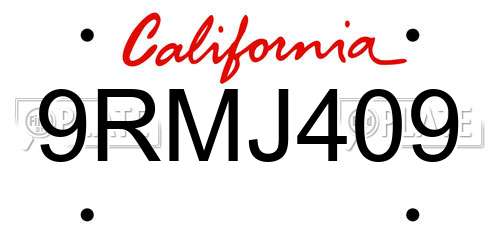 9RMJ409 California License Plate