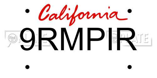 9RMPIR California License Plate