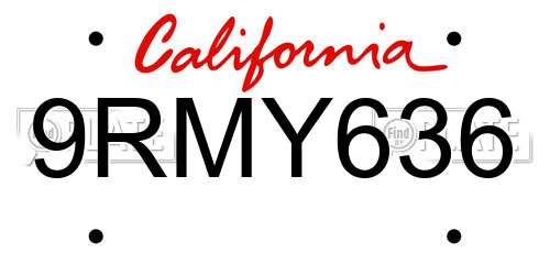 9RMY636 California License Plate