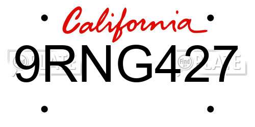 9RNG427 California License Plate