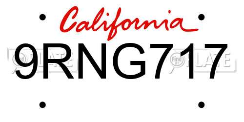 9RNG717 California License Plate