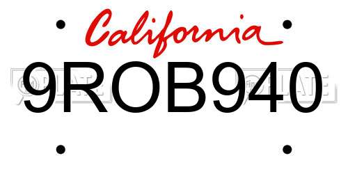 9ROB940 California License Plate