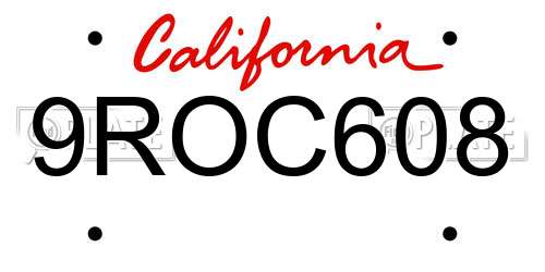 9ROC608 California License Plate