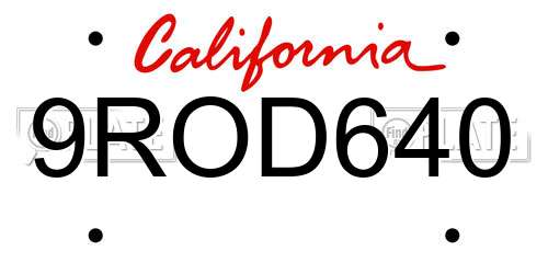 9ROD640 California License Plate