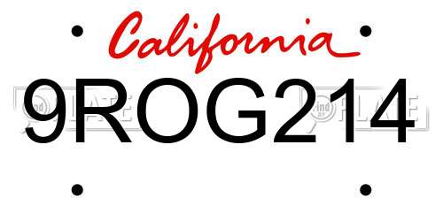 9ROG214 California License Plate