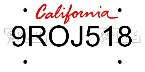 9ROJ518 California License Plate