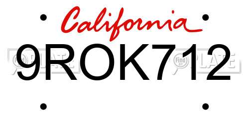 9ROK712 California License Plate