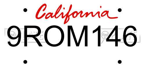 9ROM146 California License Plate