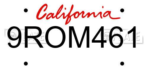 9ROM461 California License Plate
