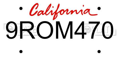 9ROM470 California License Plate