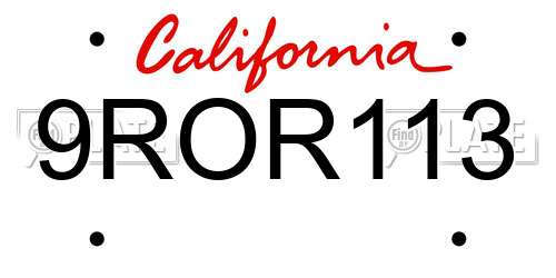 9ROR113 California License Plate
