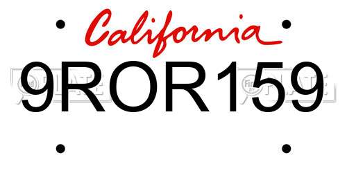 9ROR159 California License Plate