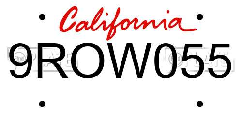 9ROW055 California License Plate
