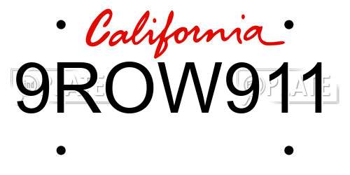 9ROW911 California License Plate