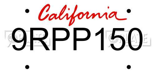 9RPP150 California License Plate