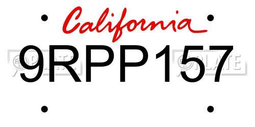 9RPP157 California License Plate