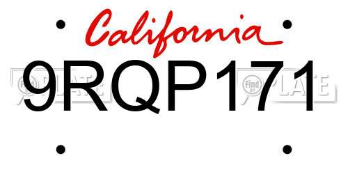 9RQP171 California License Plate