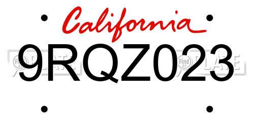 9RQZ023 California License Plate