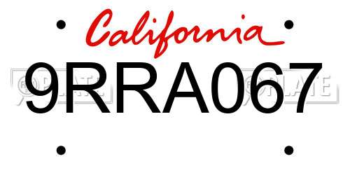 9RRA067 California License Plate