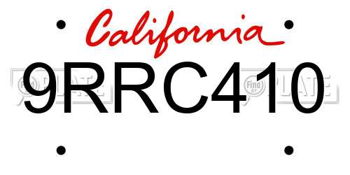 9RRC410 California License Plate