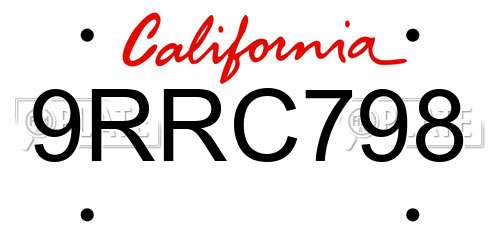 9RRC798 California License Plate