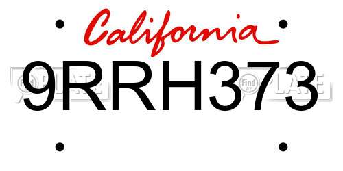 9RRH373 California License Plate