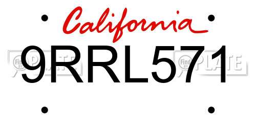 9RRL571 California License Plate