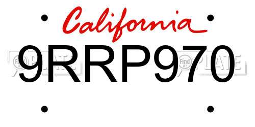 9RRP970 California License Plate