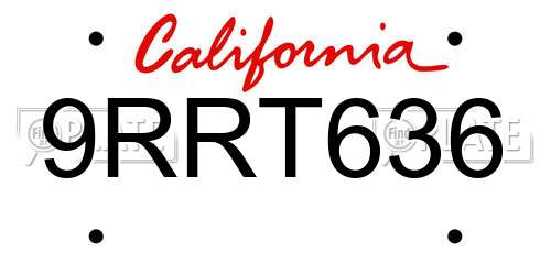 9RRT636 California License Plate