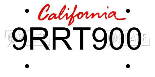 9RRT900 California License Plate