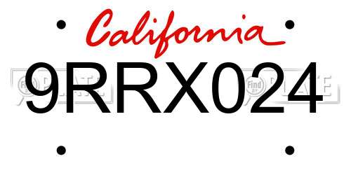 9RRX024 California License Plate