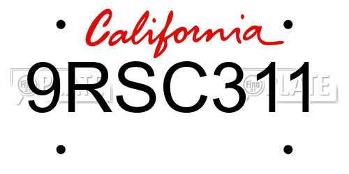 9RSC311 California License Plate