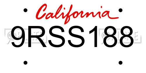9RSS188 California License Plate