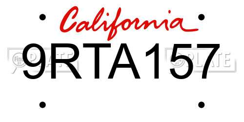 9RTA157 California License Plate