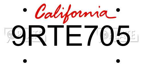9RTE705 California License Plate