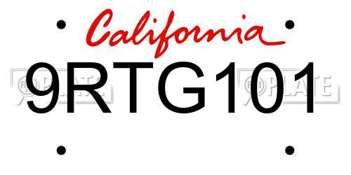 9RTG101 California License Plate