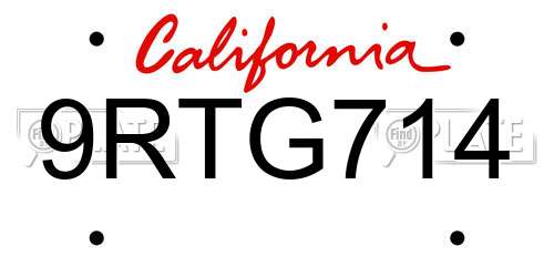 9RTG714 California License Plate