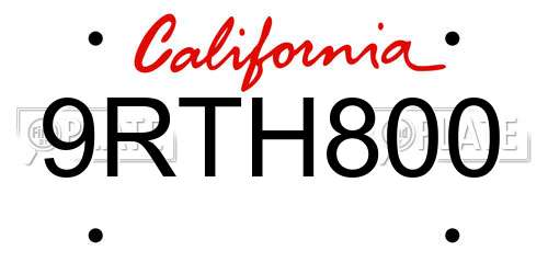 9RTH800 California License Plate