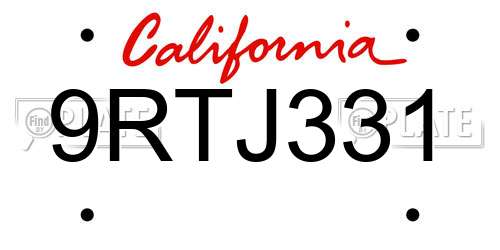 9RTJ331 California License Plate
