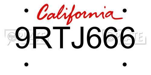 9RTJ666 California License Plate