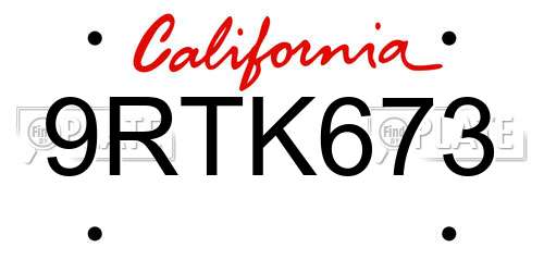 9RTK673 California License Plate