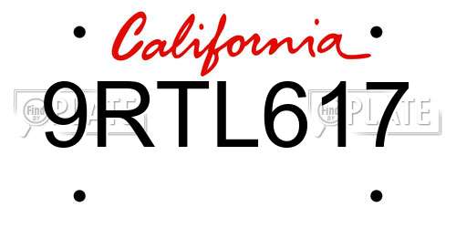 9RTL617 California License Plate