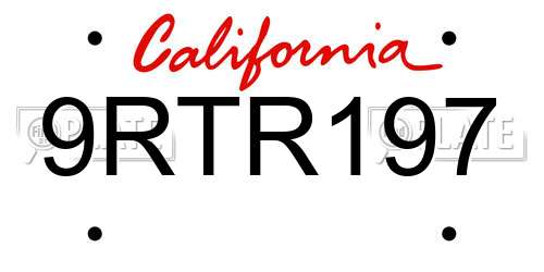 9RTR197 California License Plate