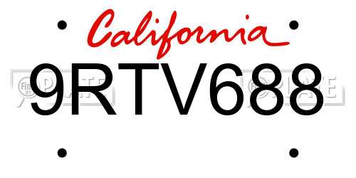 9RTV688 California License Plate
