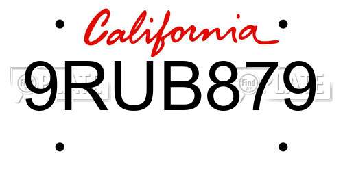 9RUB879 California License Plate